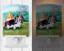 Basset Hound Double Trouble Ceramic Night Light Compact, UL-Certified, Ideal for Bedroom, Bathroom, Nursery, Hallway, Kitchen, 6x4x3, Multicolor