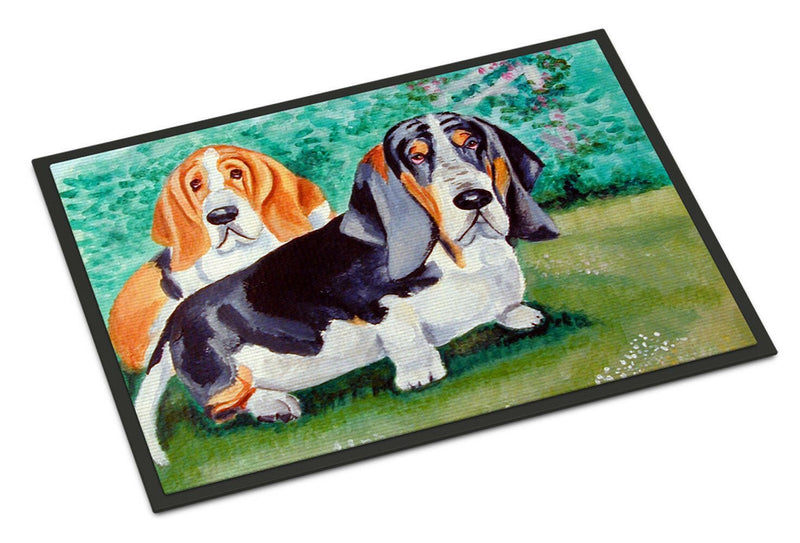 Basset Hound Double Trouble Indoor or Outdoor Mat 18x27 Doormat