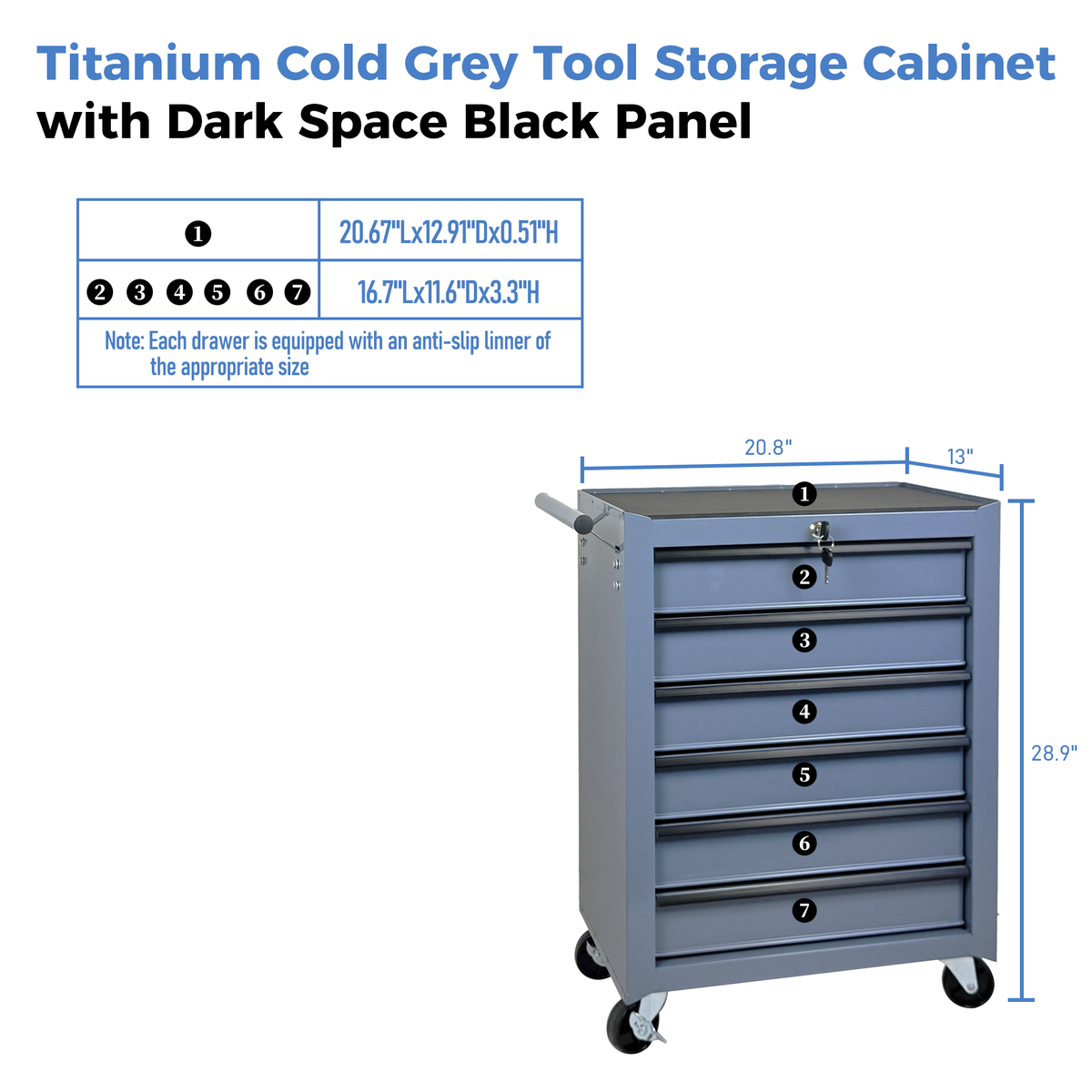 Rolling Metal Tool Chest with 6 Drawers, photo 2 of 10