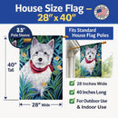 Westie House Flag 28x40 Porch Sleeve Pole Decorative Outside Yard Banner Artwork Wall Hanging, Polyester