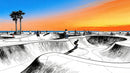 Vibrant Illustration of Skate Park Sunset Wall Mural.