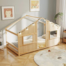 Twin Size House Bed with LED Lights Montessori Slat-free Floor Bed by LJGDeals