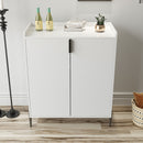 2 Door Wine Bar Cabinet With Adjustable Shelf, Soft-Closing Hinges, And High Feet - White by HouseOfZazla