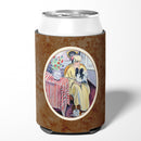 Lady with her Papillon Can or Bottle Hugger Cooler Sleeve for Standard 12 oz Cans, Insulated Foam Beer & Soda Can Hugger Reusable