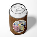 Lady with her Papillon Can or Bottle Hugger Cooler Sleeve for Standard 12 oz Cans, Insulated Foam Beer & Soda Can Hugger Reusable