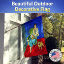 Lady with her  Fawn Pug House Flag 28x40 Porch Sleeve Pole Decorative Outside Yard Banner Artwork Wall Hanging, Polyester
