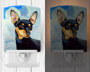 Min Pin Black and Tan Ceramic Night Light Compact, UL-Certified, Ideal for Bedroom, Bathroom, Nursery, Hallway, Kitchen, 6x4x3, Multicolor