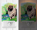 Keeshond Ceramic Night Light Compact, UL-Certified, Ideal for Bedroom, Bathroom, Nursery, Hallway, Kitchen, 6x4x3, Multicolor