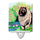Keeshond Ceramic Night Light Compact, UL-Certified, Ideal for Bedroom, Bathroom, Nursery, Hallway, Kitchen, 6x4x3, Multicolor