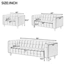 89" Modern Sofa Dutch Fluff Upholstered sofa with solid wood legs, buttoned tufted backrest,blue