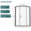Diamond Shaped Corner Shower Door, Inward Sliding, Stainless Steel Frame by HouseOfZazla