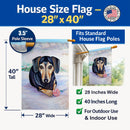 Black and Cream Dachshund House Flag 28x40 Porch Sleeve Pole Decorative Outside Yard Banner Artwork Wall Hanging, Polyester