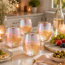 Festive Lustered Iridescent Stemless Wine - Set of 4