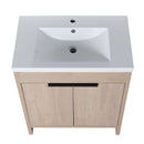 30 Inch Freestanding Bathroom Vanity with White Resin Sink & 2 Soft-Close Cabinet Doors (BVB02430PLO-GRB3040)