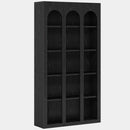 70.8" Wood Bookshelf, 5-Tier Rustic Bookcase Display Storage Shelving Unit
