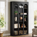 70.8" Wood Bookshelf, 5-Tier Rustic Bookcase Display Storage Shelving Unit