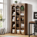 70.8" Wood Bookshelf, 5-Tier Rustic Bookcase Display Storage Shelving Unit