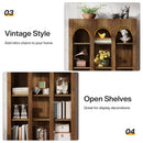 70.8" Wood Bookshelf, 5-Tier Rustic Bookcase Display Storage Shelving Unit