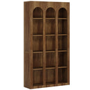 70.8" Wood Bookshelf, 5-Tier Rustic Bookcase Display Storage Shelving Unit