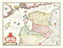 Vintage Map of Estonia, Latvia & Lithuania 1665