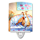 Whippet Waiting on you Ceramic Night Light Compact, UL-Certified, Ideal for Bedroom, Bathroom, Nursery, Hallway, Kitchen, 6x4x3, Multicolor