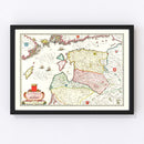 Vintage Map of Estonia, Latvia & Lithuania 1665
