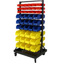 90 Parts Bin Shelving Storage Organizer With Locking Wheels For Shop Garage And Home - Black / Yellow by HouseOfZazla