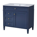 Bathroom Vanity With Top Sink, Modern Bathroom Storage Cabinet, 2 Drawers And A Tip-Out Drawer, Single Sink Bathroom Vanity - Blue by HouseOfZazla