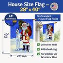 Harlequin Great Dane with Santa Claus House Flag 28x40 Porch Sleeve Pole Decorative Outside Yard Banner Artwork Wall Hanging, Polyester