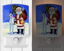 Harlequin Great Dane with Santa Claus Ceramic Night Light Compact, UL-Certified, Ideal for Bedroom, Bathroom, Nursery, Hallway, Kitchen, 6x4x3, Multicolor
