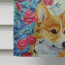 Corgi Momma's Love and Roses Flag Canvas House Size