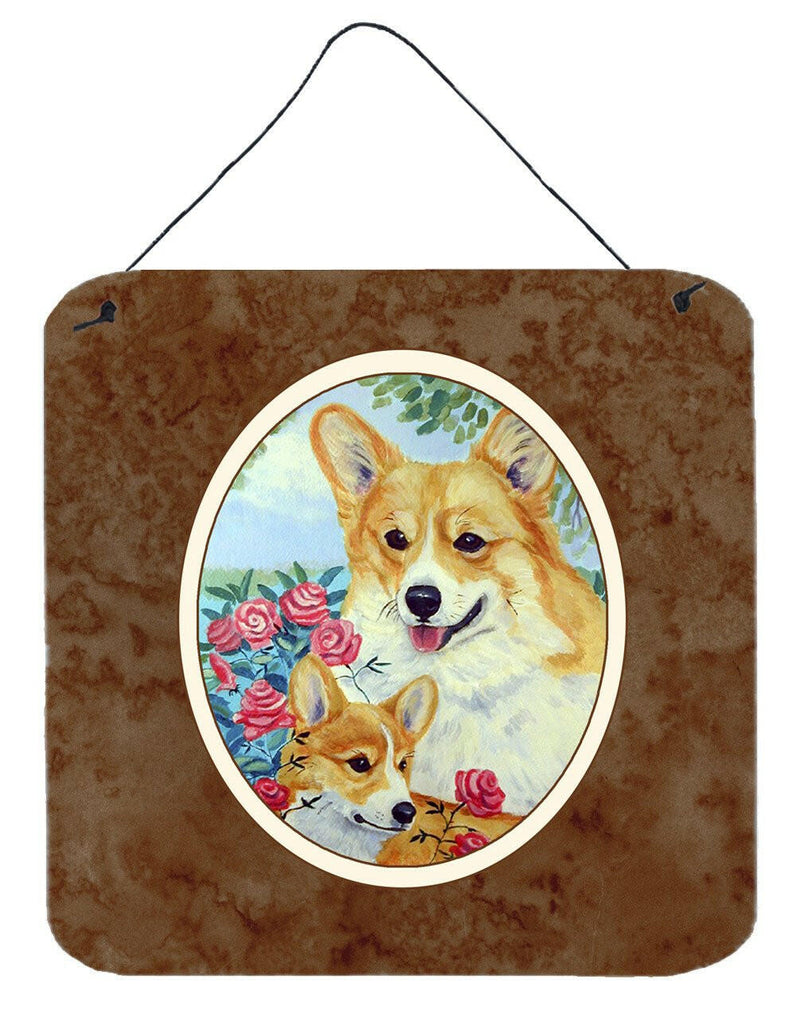 Corgi Momma loves Roses Wall or Door Hanging Prints 7084DS66