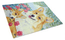 Corgi Momma's Love and Roses Glass Cutting Boards – Durable, Decorative Kitchen Art Large