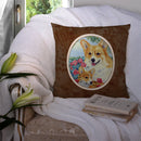 Corgi Momma loves Roses Throw Pillow - 14x14 Decorative Pillow – Art for Your Home & Patio 7084PW1414