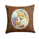 Corgi Momma loves Roses Throw Pillow - 14x14 Decorative Pillow – Art for Your Home & Patio 7084PW1414