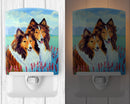 Sable Shelties Double Trouble Ceramic Night Light Compact, UL-Certified, Ideal for Bedroom, Bathroom, Nursery, Hallway, Kitchen, 6x4x3, Multicolor