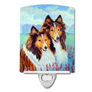Sable Shelties Double Trouble Ceramic Night Light Compact, UL-Certified, Ideal for Bedroom, Bathroom, Nursery, Hallway, Kitchen, 6x4x3, Multicolor