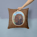 Irish Water Spaniel Decorative Throw Pillow 14x14 Indoor Outdoor Accent Cushion, Fabric Cover with Insert for Sofa, Bed, Porch & Living Room