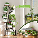 S - Shaped, 10 Tier Plant Stand With 5 Grow Lights - Deep Rustic Brown by HouseOfZazla