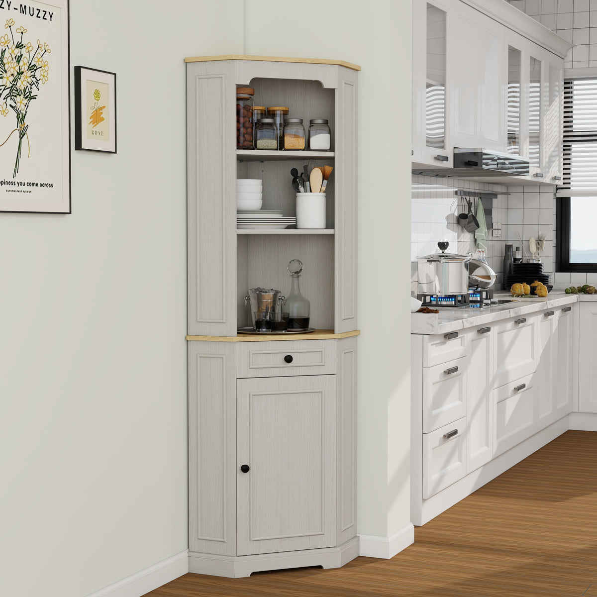 68" Tall Corner Cabinet with Door, Drawer, and Adjustable Shelf, photo 6 of 10