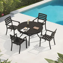 5 Pieces Outdoor Patio Dining Set with Stackable Metal Chairs and Round Table by HouseOfZazla