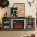 70" Modern TV Stand with 2-Door Storage & 23" Electric Fireplace
