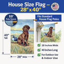 Chocolate Labrador Puppy  House Flag 28x40 Porch Sleeve Pole Decorative Outside Yard Banner Artwork Wall Hanging, Polyester