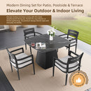 Outdoor Patio Dining Set, Squircle Dining Table, Dining Chairs With Sunbrella Cushions by Unique Piece Furniture