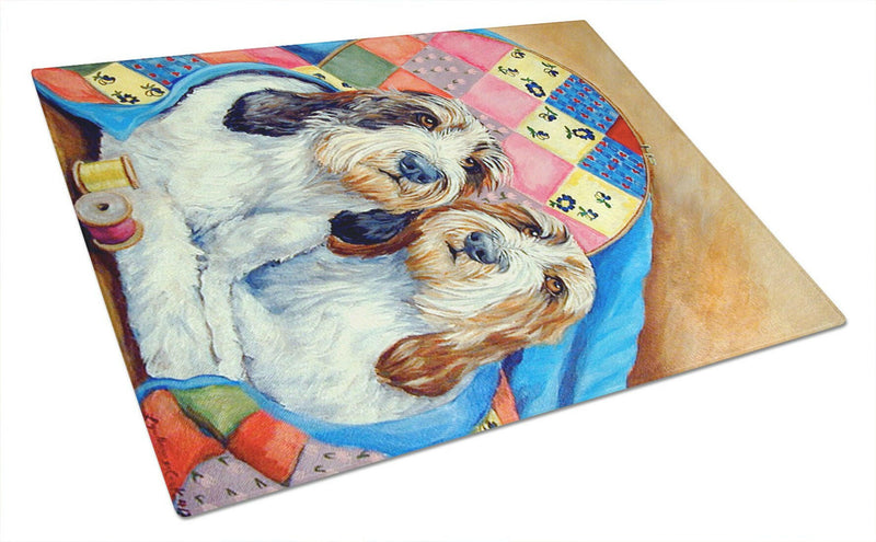 Petit Basset Griffon Vendeen PBGV Glass Cutting Board Large