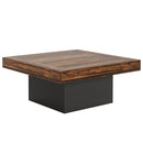 LED Coffee Table With Base, Center Table For Living Room - Rustic Brown