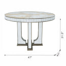 Round Dining Table With Elegant Floral Design And Mirrored - Silver Multi by HouseOfZazla