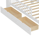 Bed With Headboard Storage Rack, 2 Under Bed Drawers, 3 Side Guardrails For Safety by HouseOfZazla
