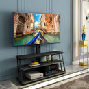 Multi-Function Angle And Height Adjustable Tempered Glass TV Stand - Black by HouseOfZazla