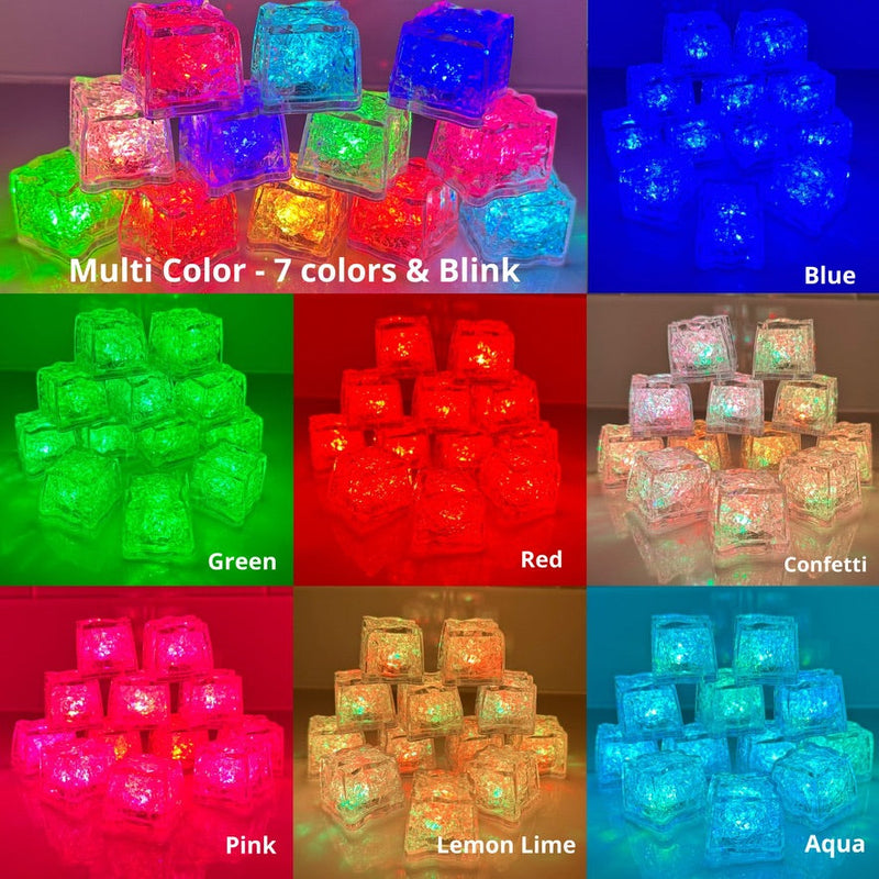 REVO Multi Color 8 Mode LED Light Up Ice Cube | One cube makes 7 colors | 12 pack